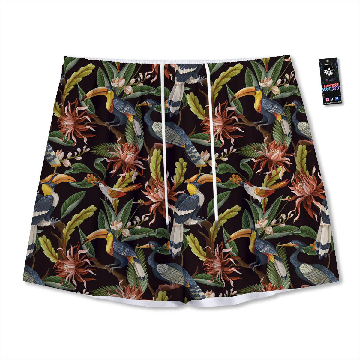 Jungle Tropical Hawaiian Vintage Print Pattern Mesh Shorts