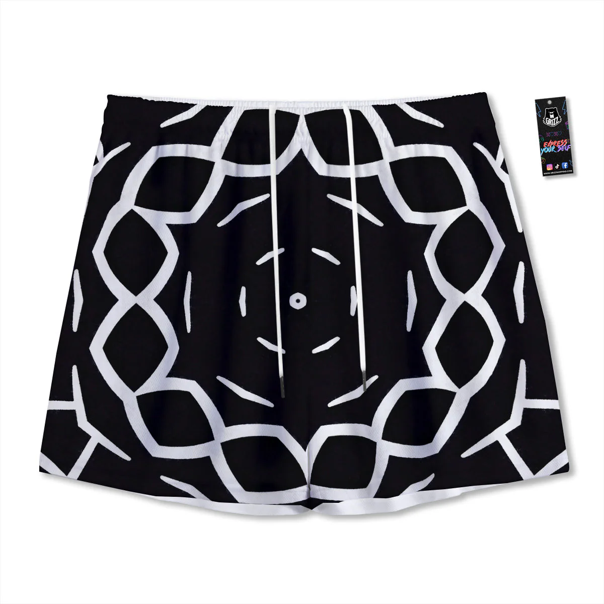 Kaleidoscope Black Print Mesh Shorts