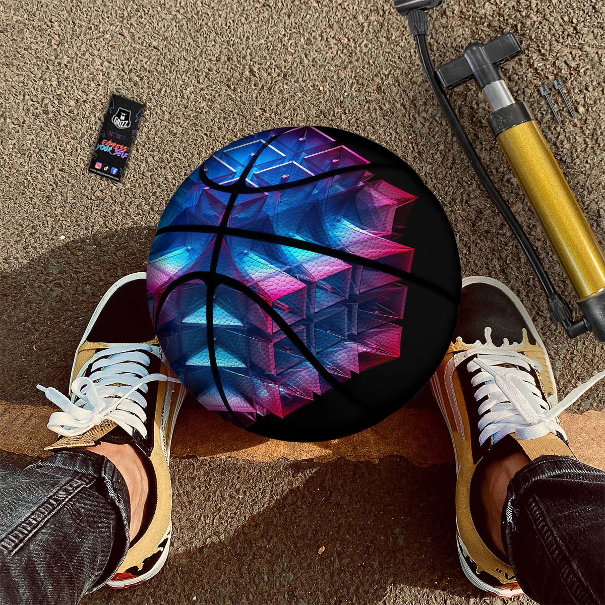 Kaleidoscope Blue And Purple Print Basketball - Image 2