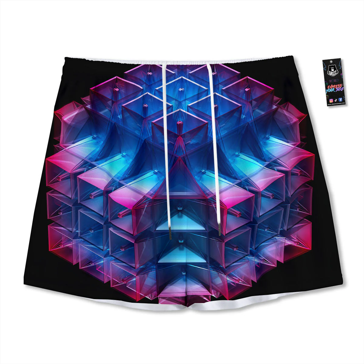 Kaleidoscope Blue And Purple Print Mesh Shorts