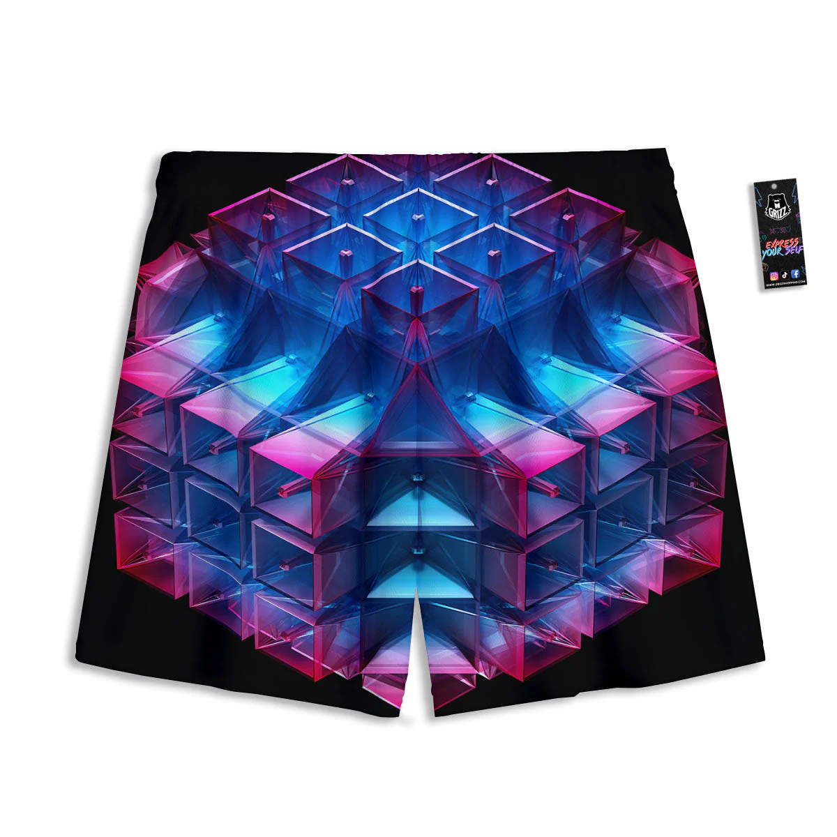 Kaleidoscope Blue And Purple Print Mesh Shorts - Image 2