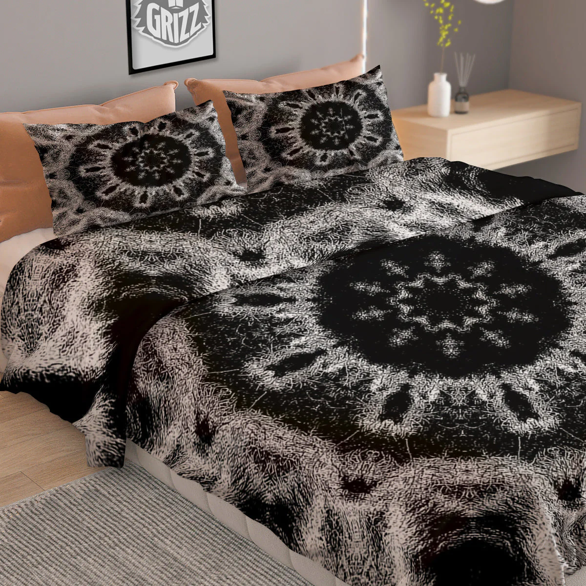 Kaleidoscope Cloud Dark Print Duvet Cover Bedding Set - Image 2