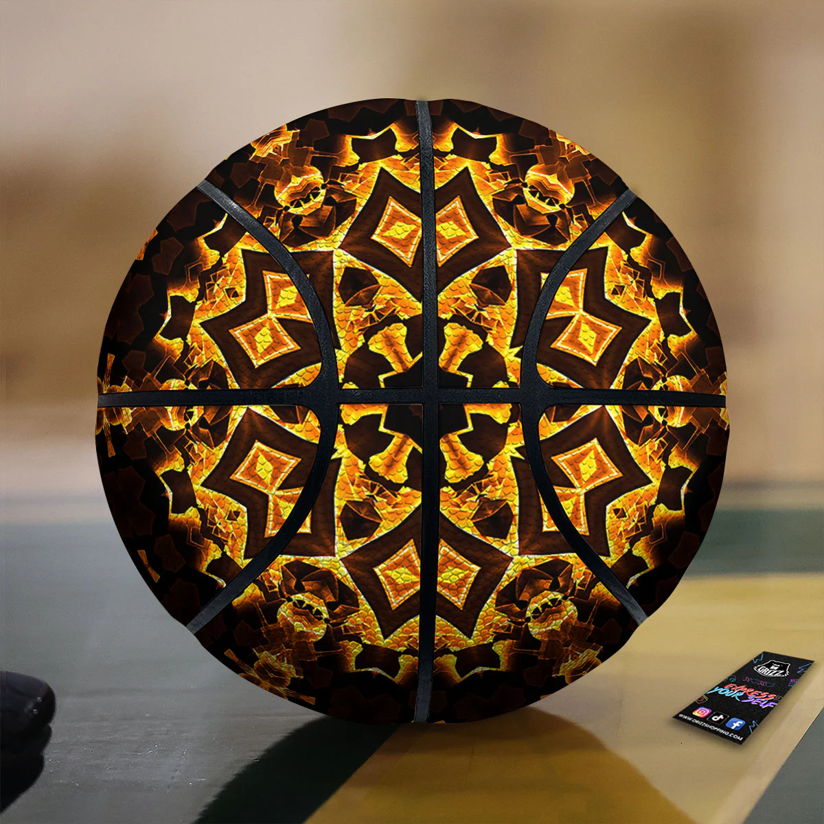Kaleidoscope Lights Gold Print Basketball