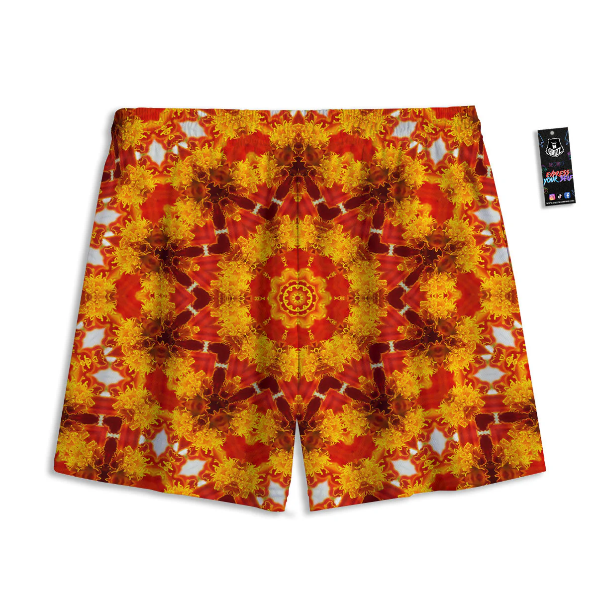 Kaleidoscope Orange Print Mesh Shorts - Image 2