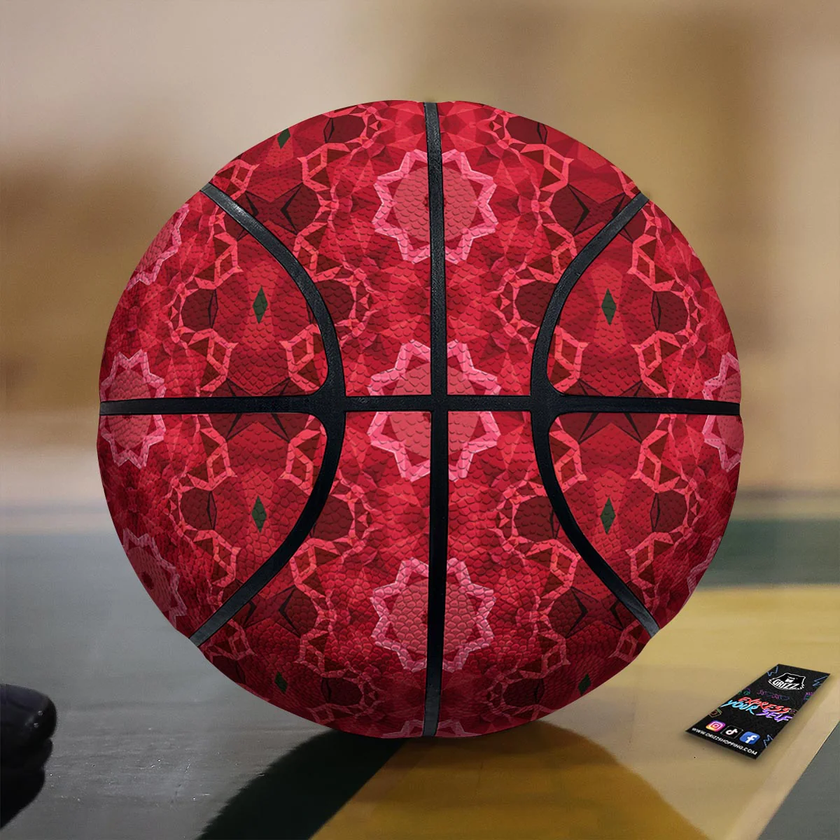Kaleidoscope Red Print Pattern Basketball