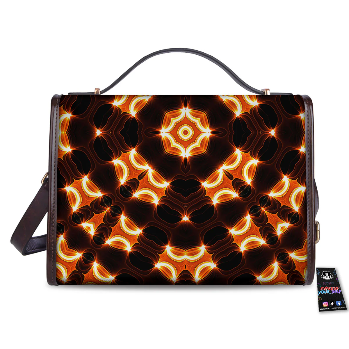 Kaleidoscope Spot Yellow Print Women's Satchel Bag - Image 2