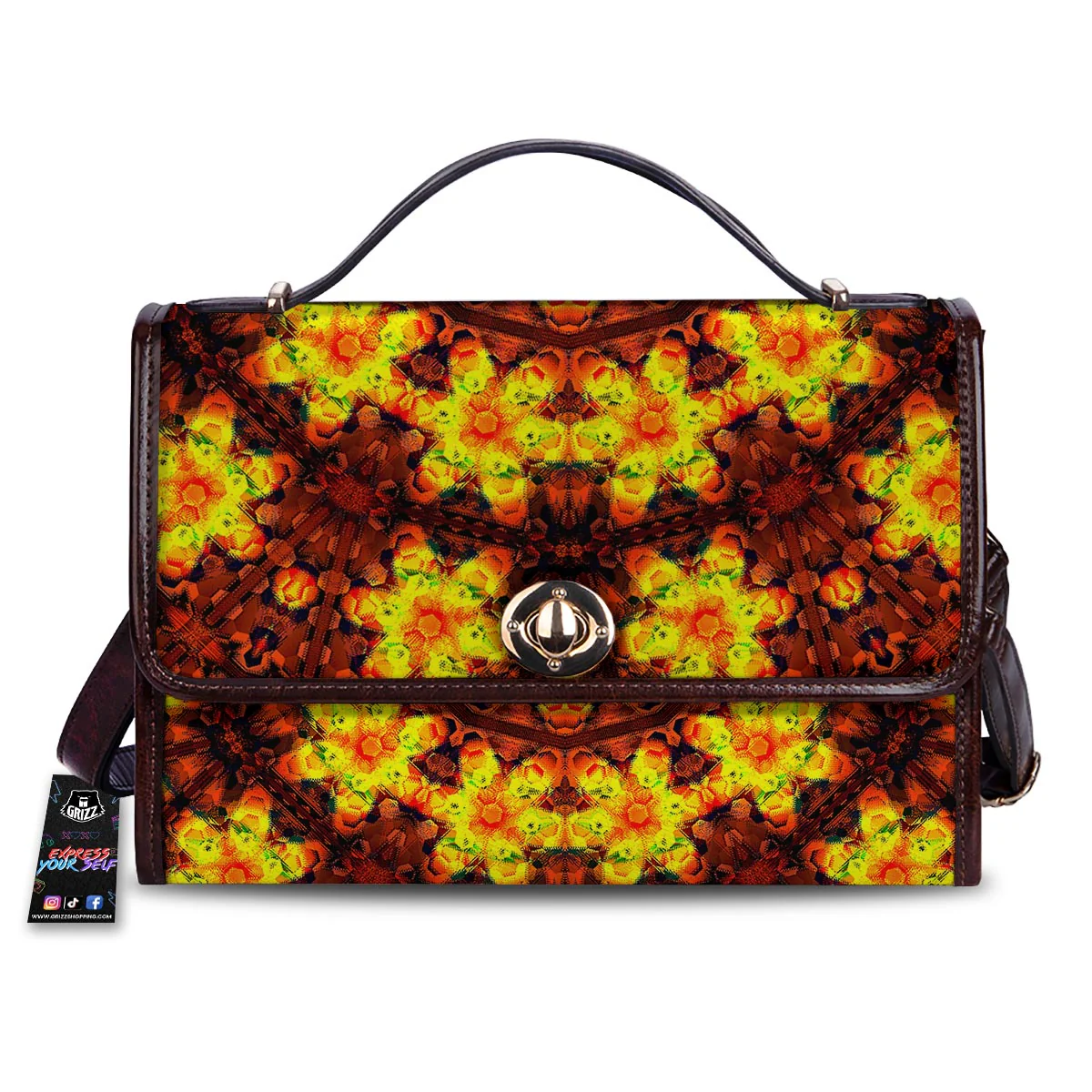 Kaleidoscope Sun Fire Print Women's Satchel Bag