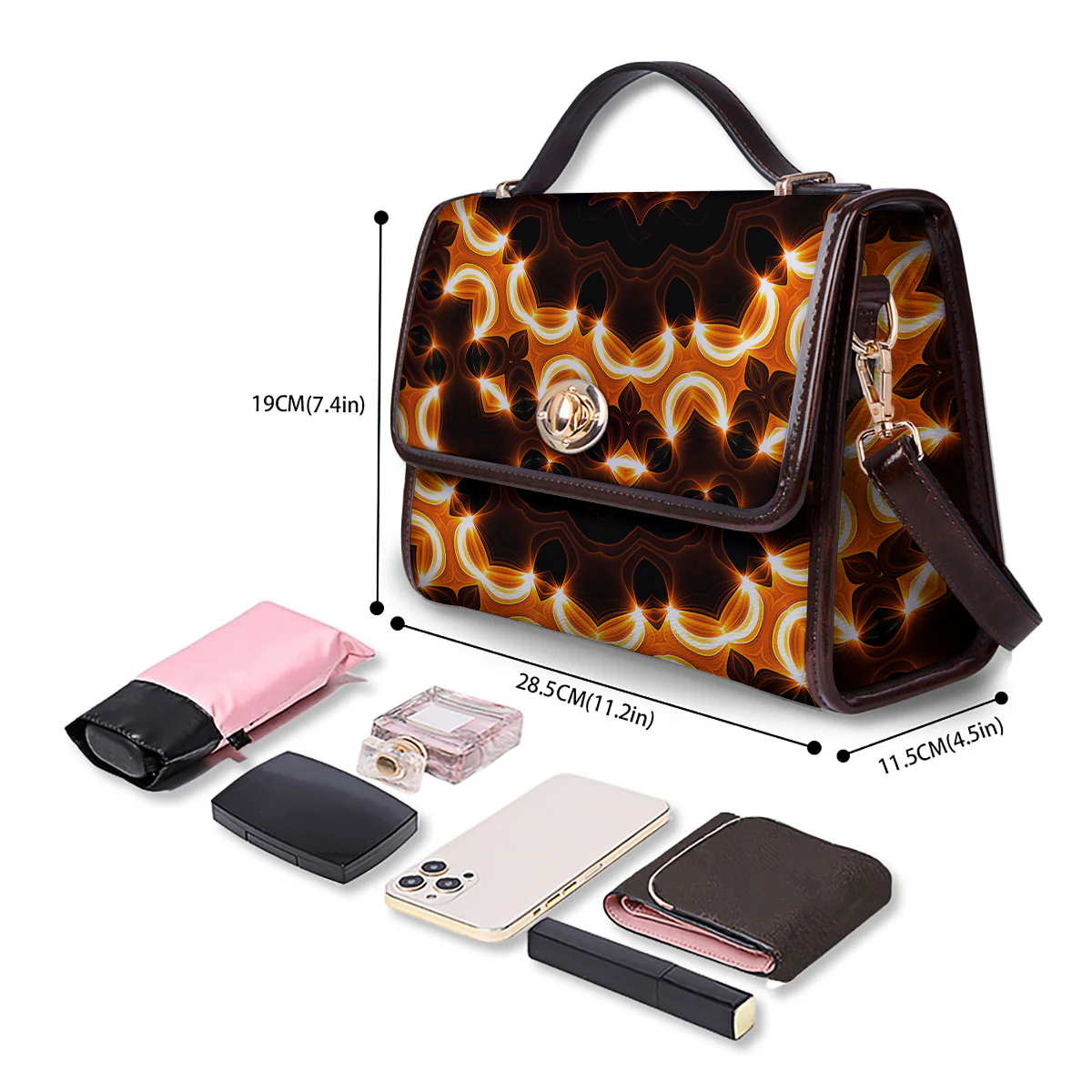 Kaleidoscope Vintage Print Women's Satchel Bag - Image 4