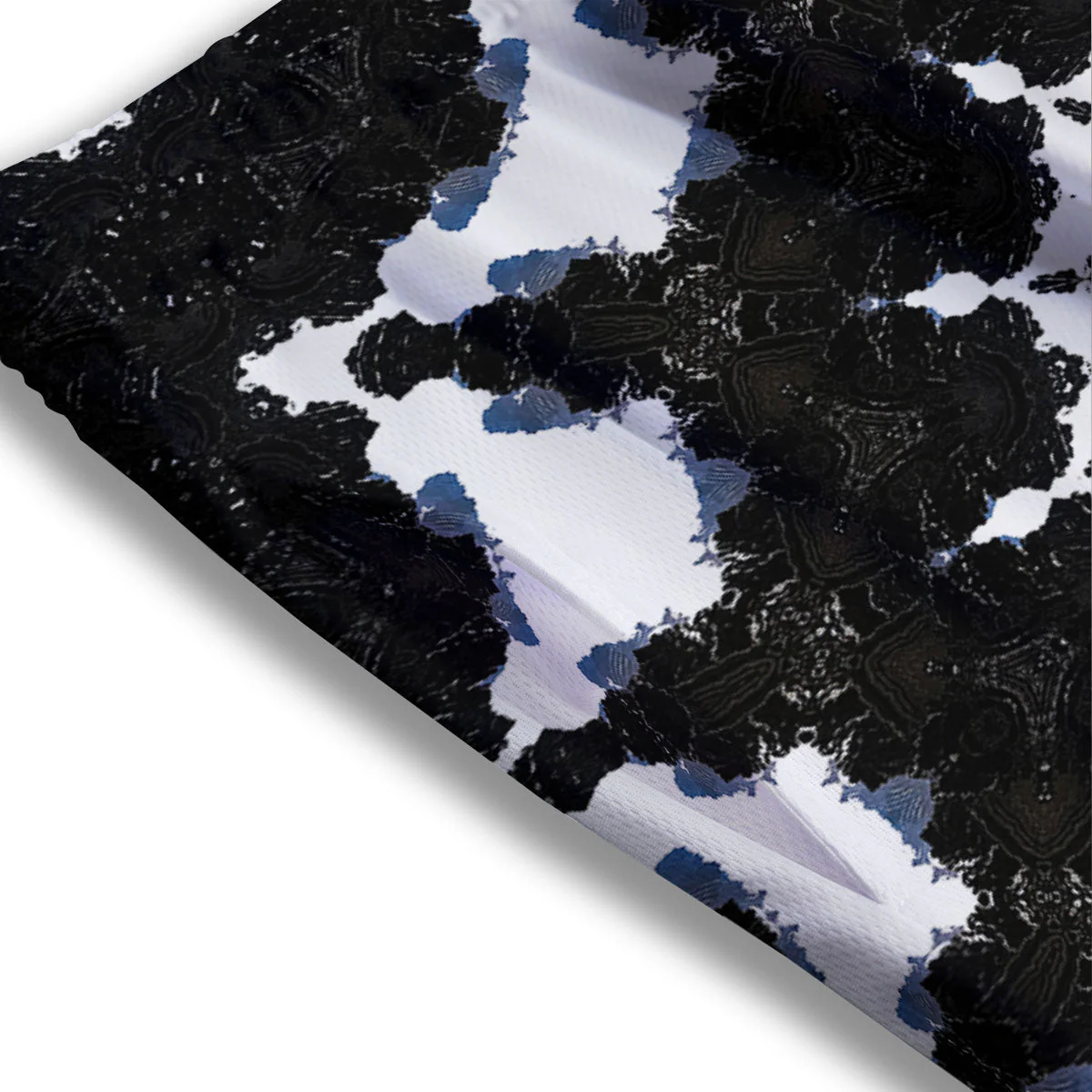 Kaleidoscope White And Black Print Mesh Shorts - Image 3