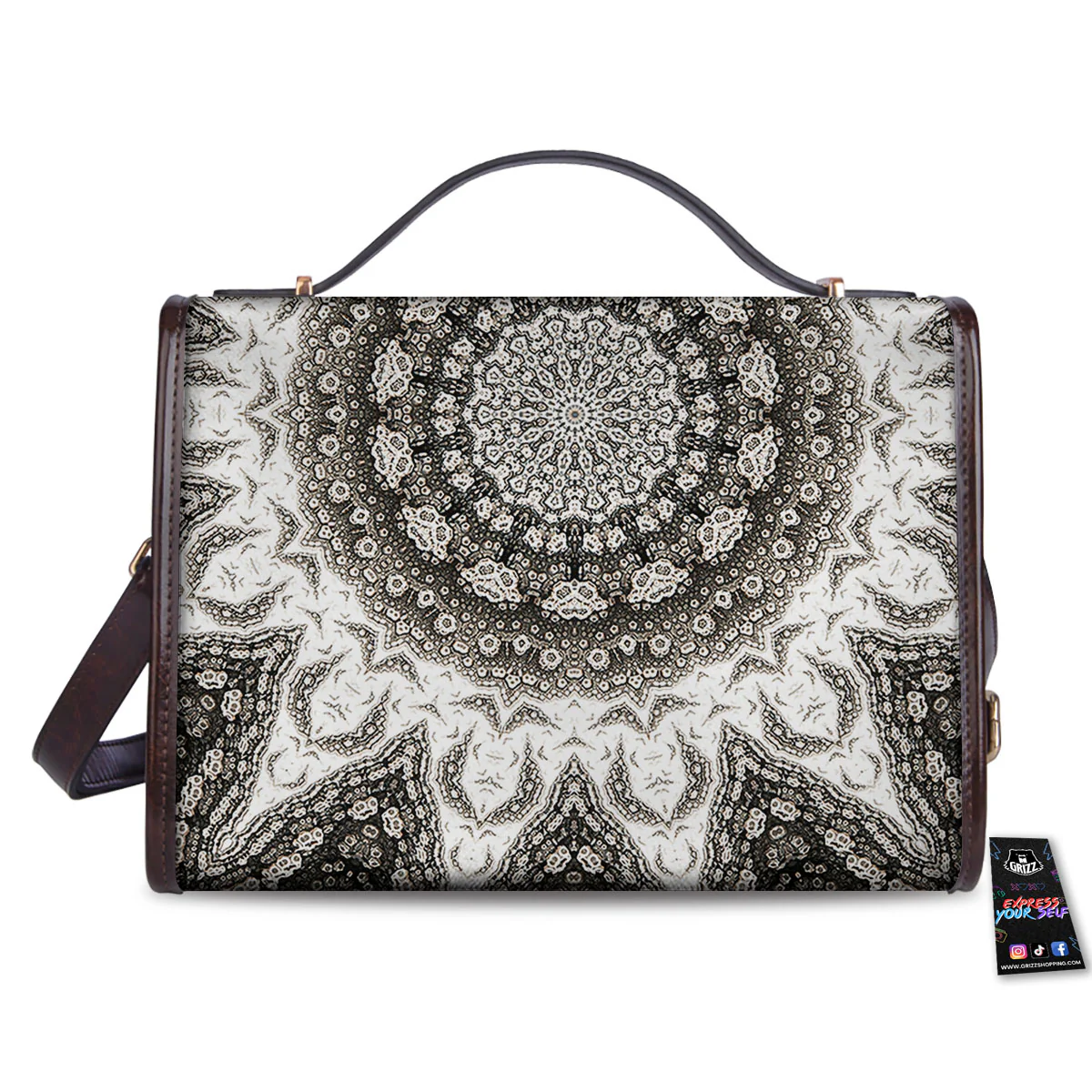 Kaleidoscope White Print Women's Satchel Bag - Image 2