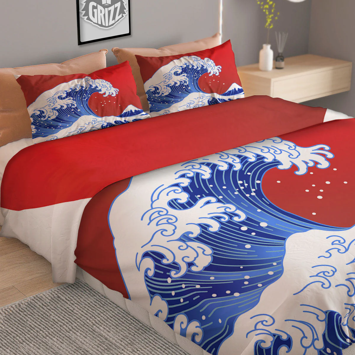 Kanagawa Wave Japanese Print Duvet Cover Bedding Set - Image 2