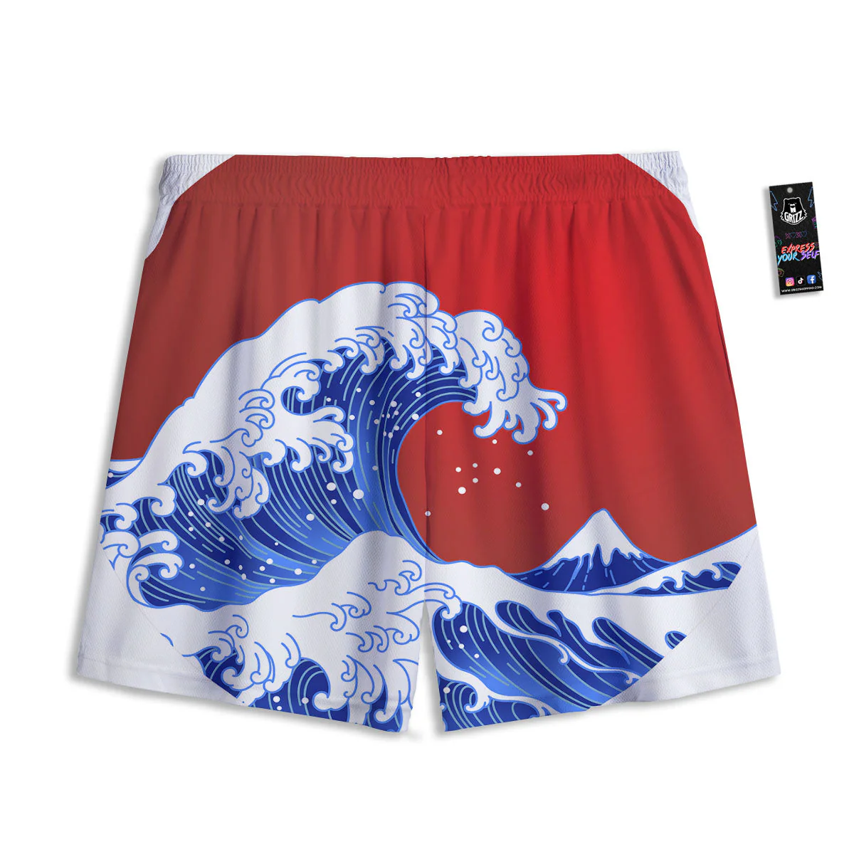 Kanagawa Wave Japanese Print Mesh Shorts - Image 2