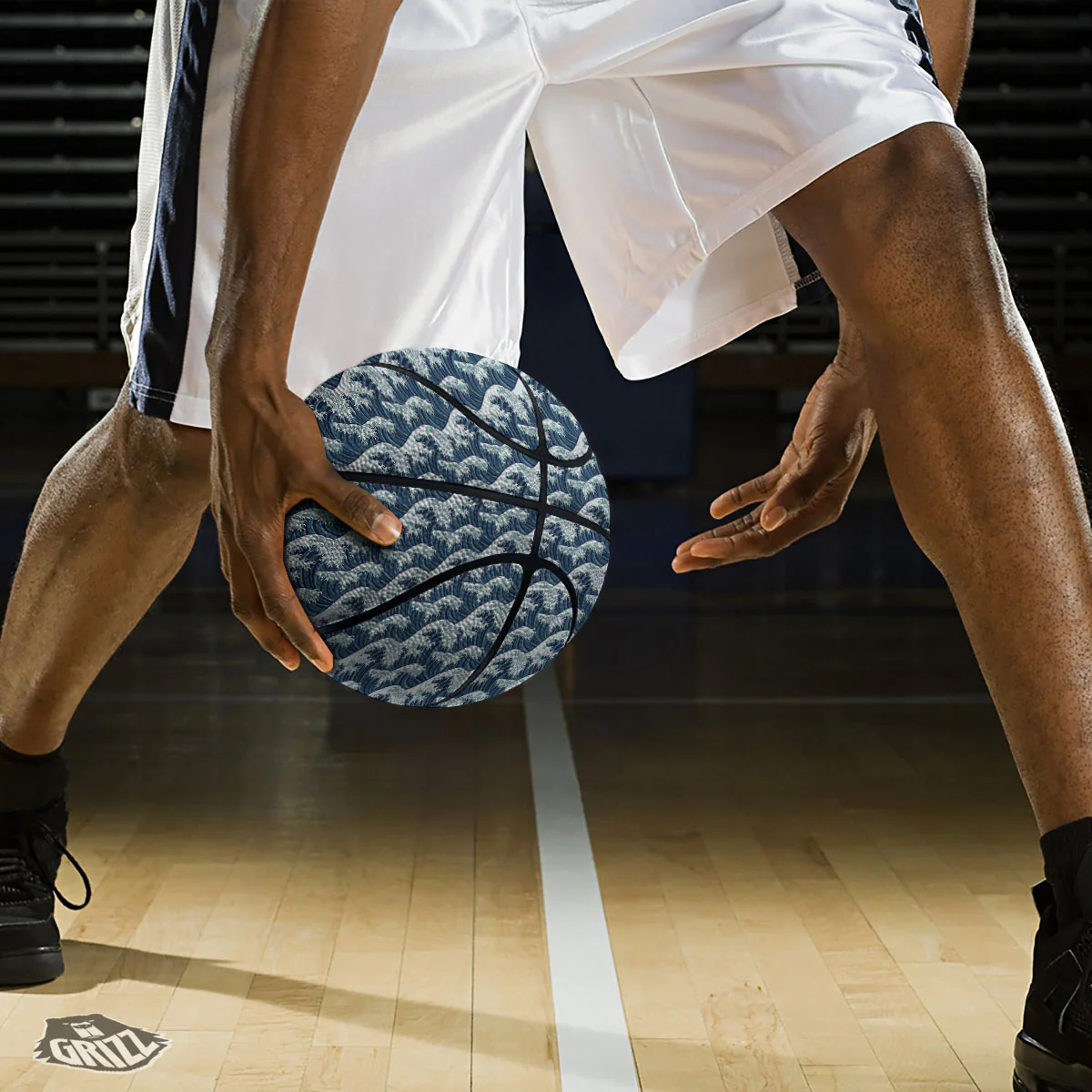 Kanagawa Wave Japanese Print Pattern Basketball - Image 3