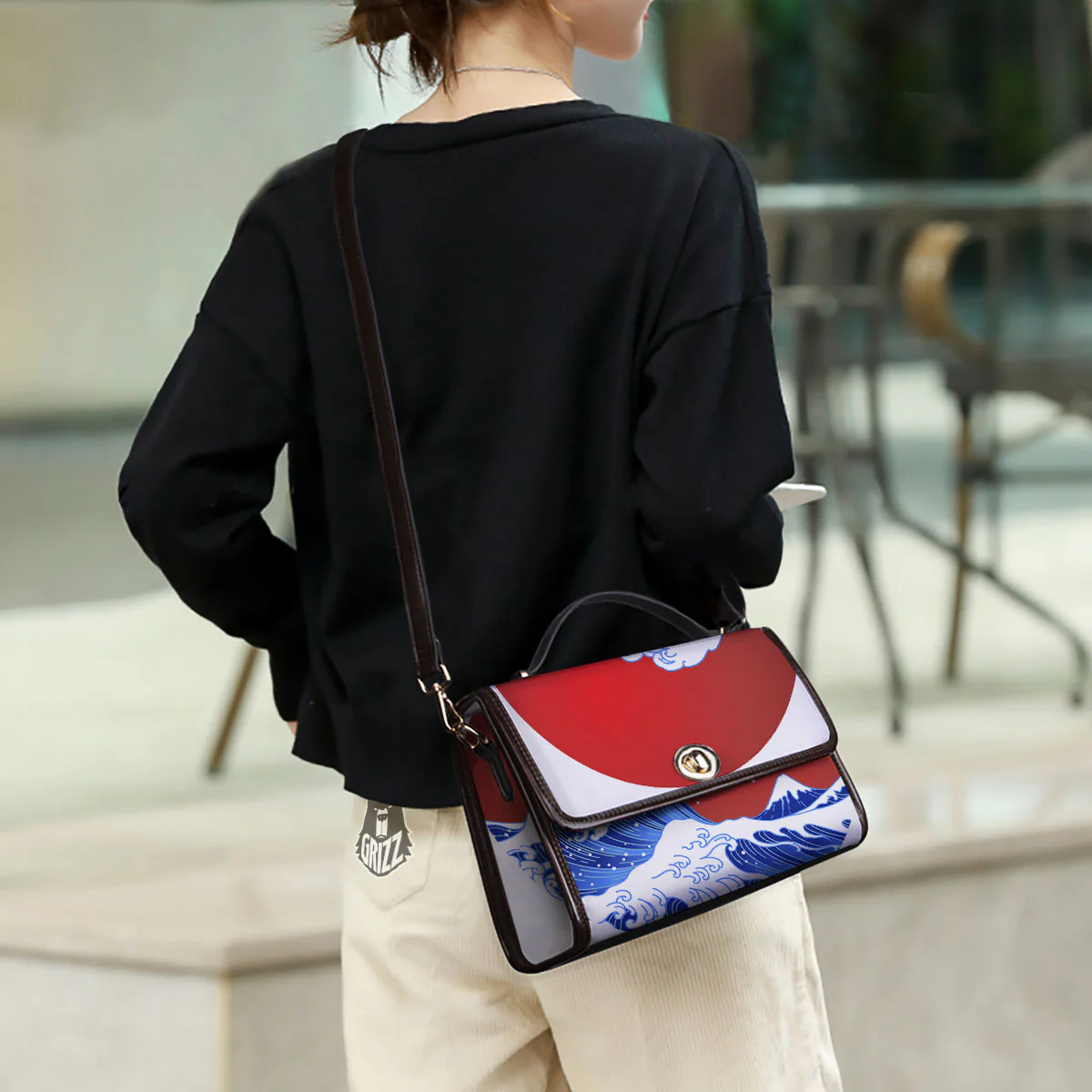 Kanagawa Wave Japanese Print Women's Satchel Bag - Image 3