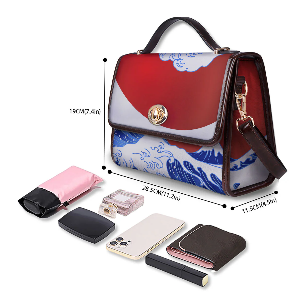 Kanagawa Wave Japanese Print Women's Satchel Bag - Image 4