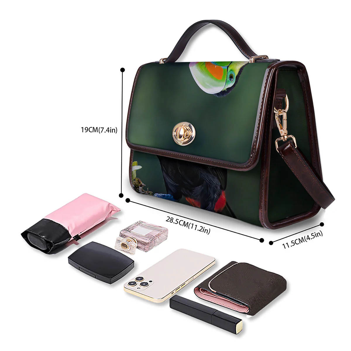 Keel-Billed Toucan Print Women's Satchel Bag - Image 4