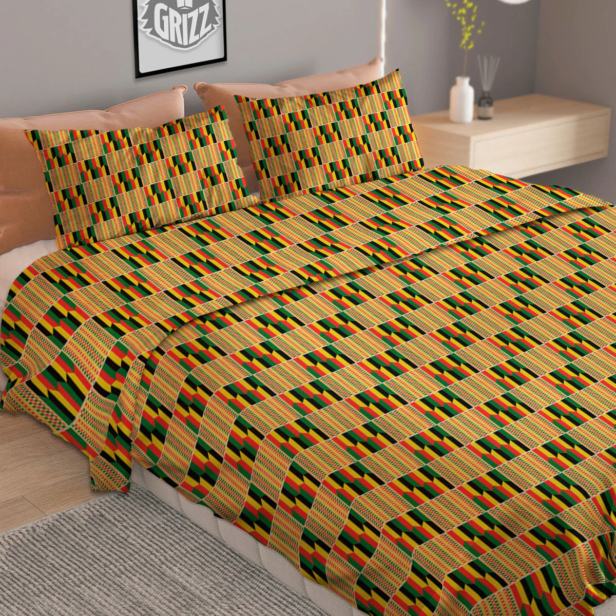 Kente Ethnic Print Pattern Duvet Cover Bedding Set - Image 2