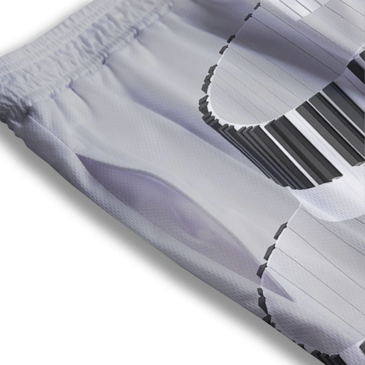 Keyboard Spiral Piano Print Mesh Shorts - Image 3
