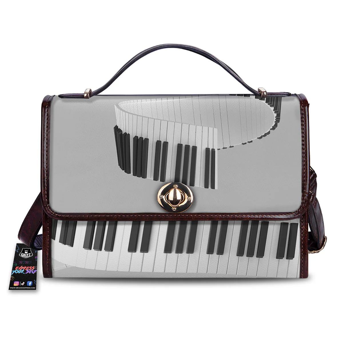 Keyboard Spiral Piano Print Women's Satchel Bag