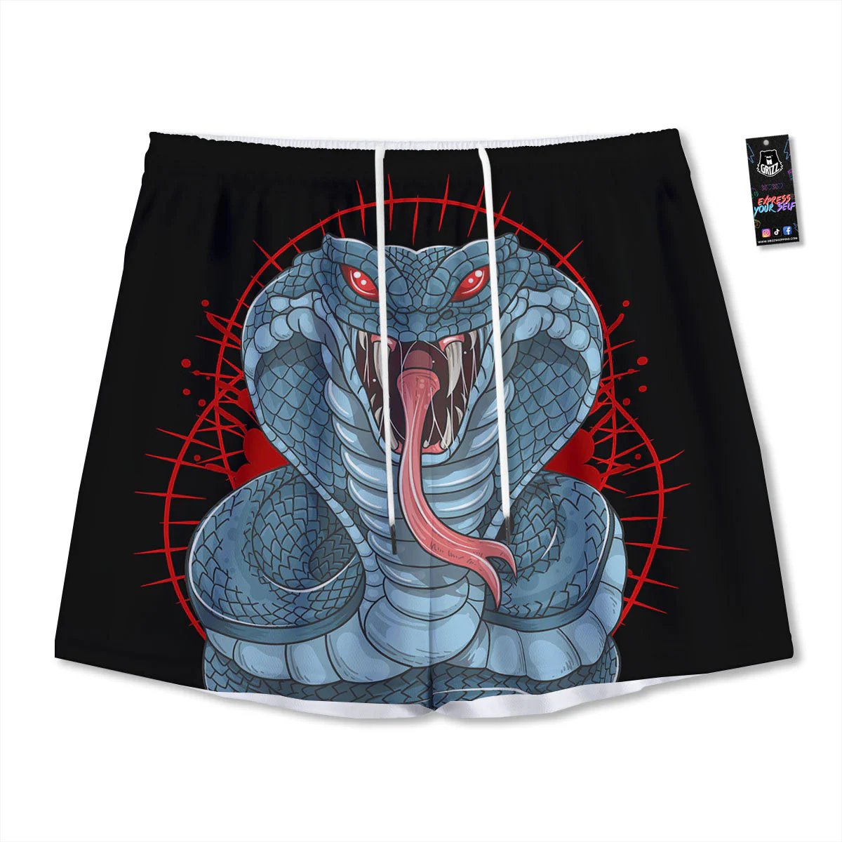 King Cobra Body Blue Print Mesh Shorts