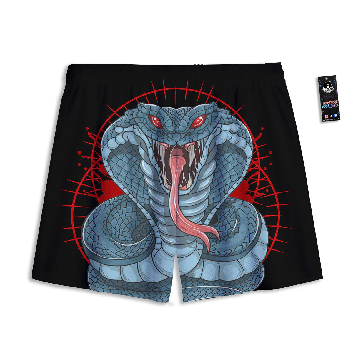 King Cobra Body Blue Print Mesh Shorts - Image 2
