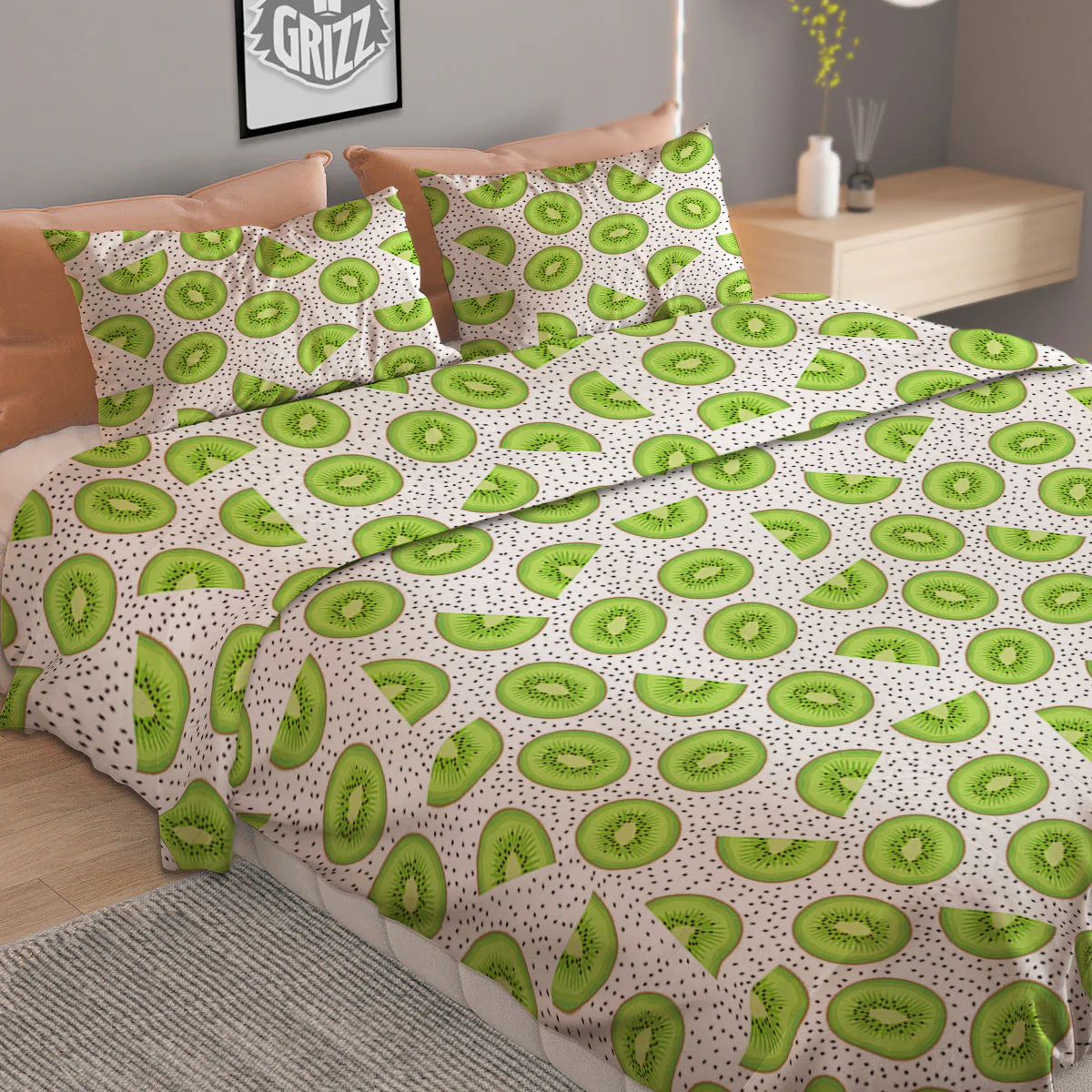 Kiwi Cute Print Pattern Duvet Cover Bedding Set - Image 2