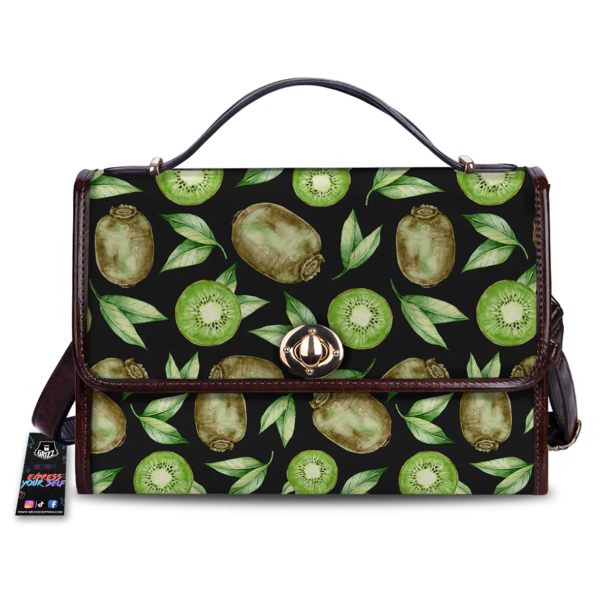 Kiwi Watercolor Print Pattern Women's Satchel Bag