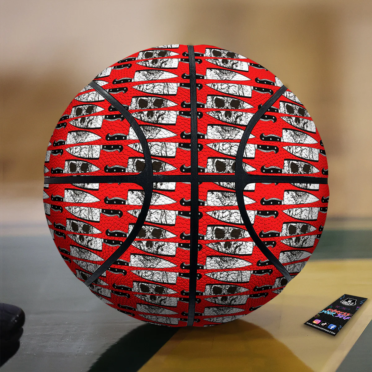 Knife And Skull Red Print Pattern Basketball