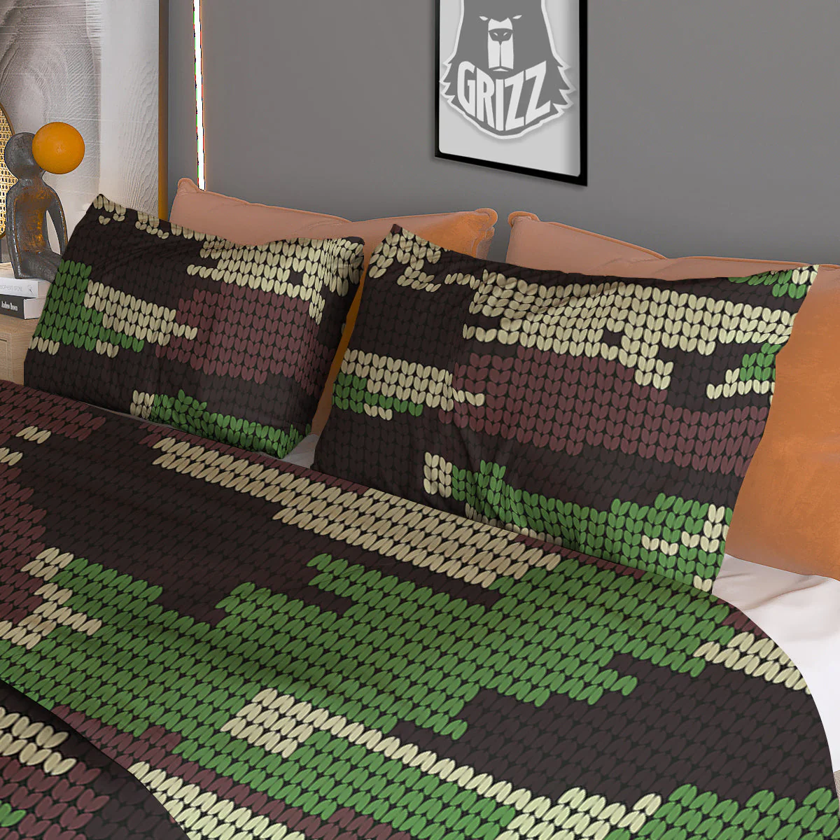 Knitted Army Camouflage Print Pattern Duvet Cover Bedding Set - Image 3