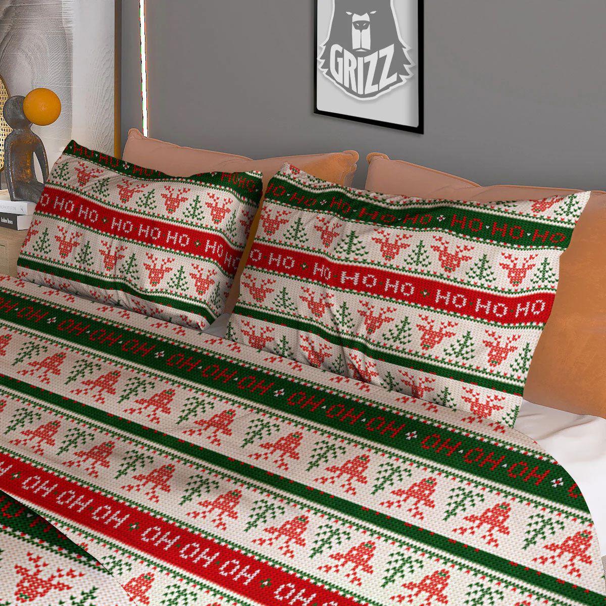 Knitted Christmas Print Pattern Duvet Cover Bedding Set - Image 3