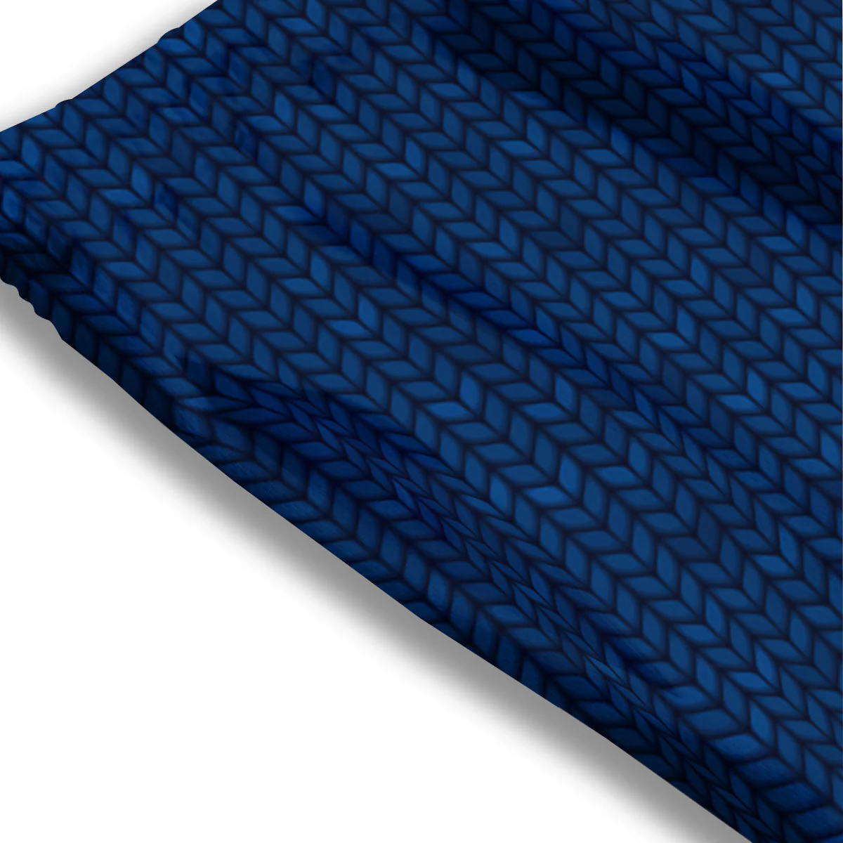 Knitted Deep Blue Print Pattern Mesh Shorts - Image 3