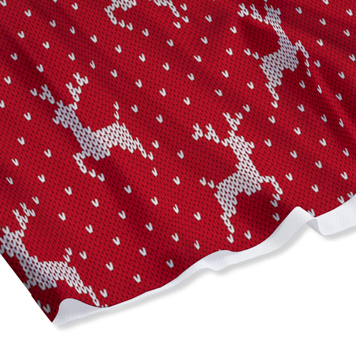 Knitted Deer Xmas Print Pattern Mesh Shorts - Image 4