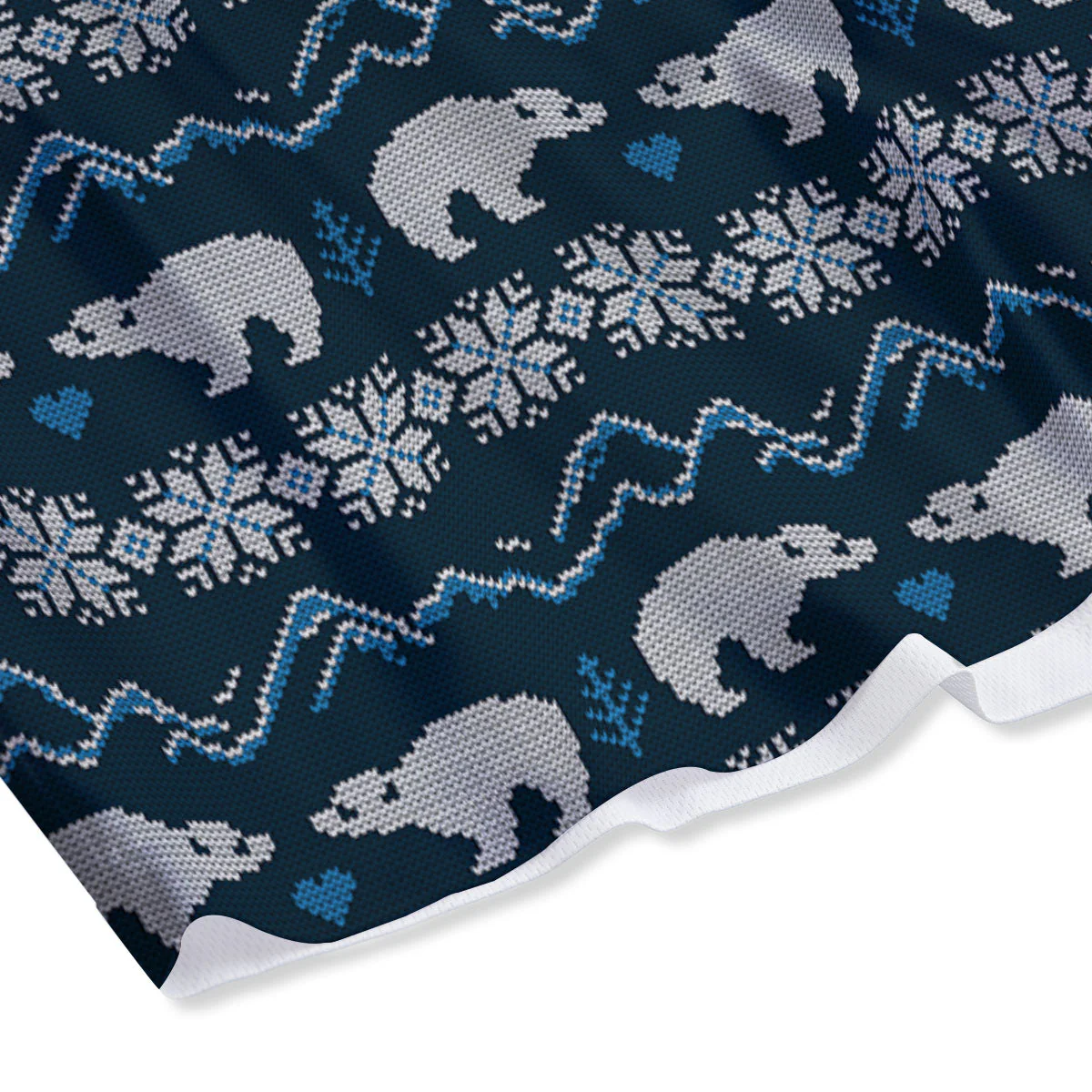 Knitted Polar Bear Print Pattern Mesh Shorts - Image 4