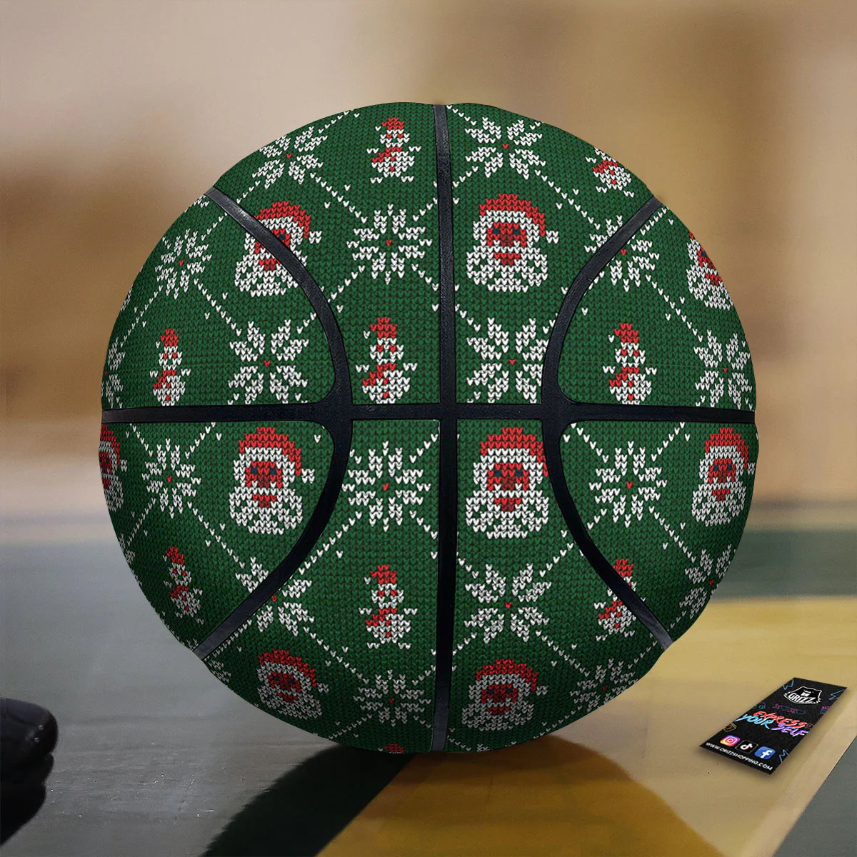 Knitted Santa Claus Print Pattern Basketball