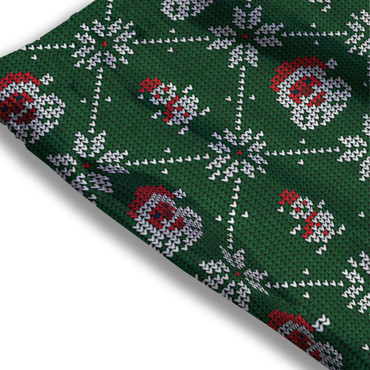 Knitted Santa Claus Print Pattern Mesh Shorts - Image 3