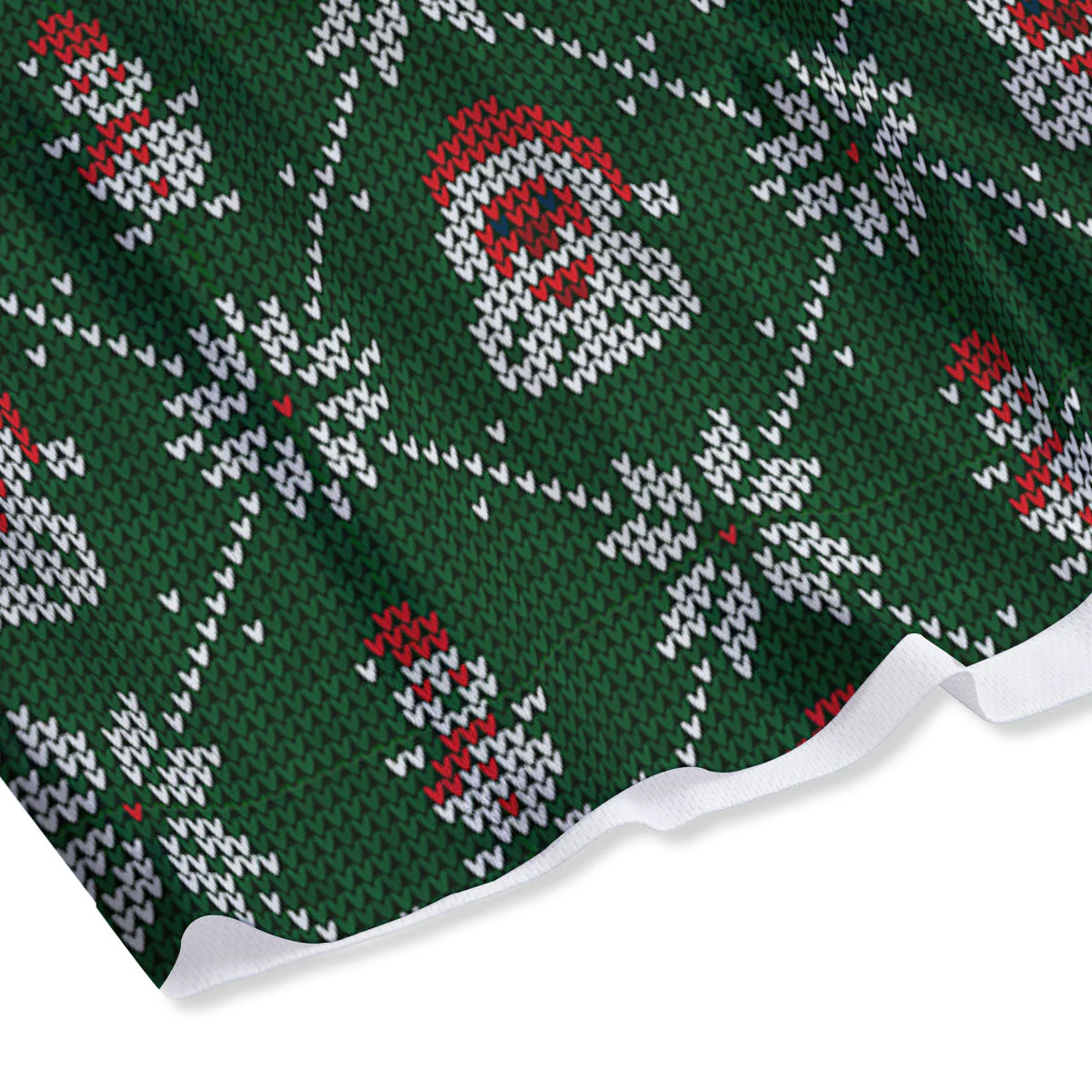 Knitted Santa Claus Print Pattern Mesh Shorts - Image 4