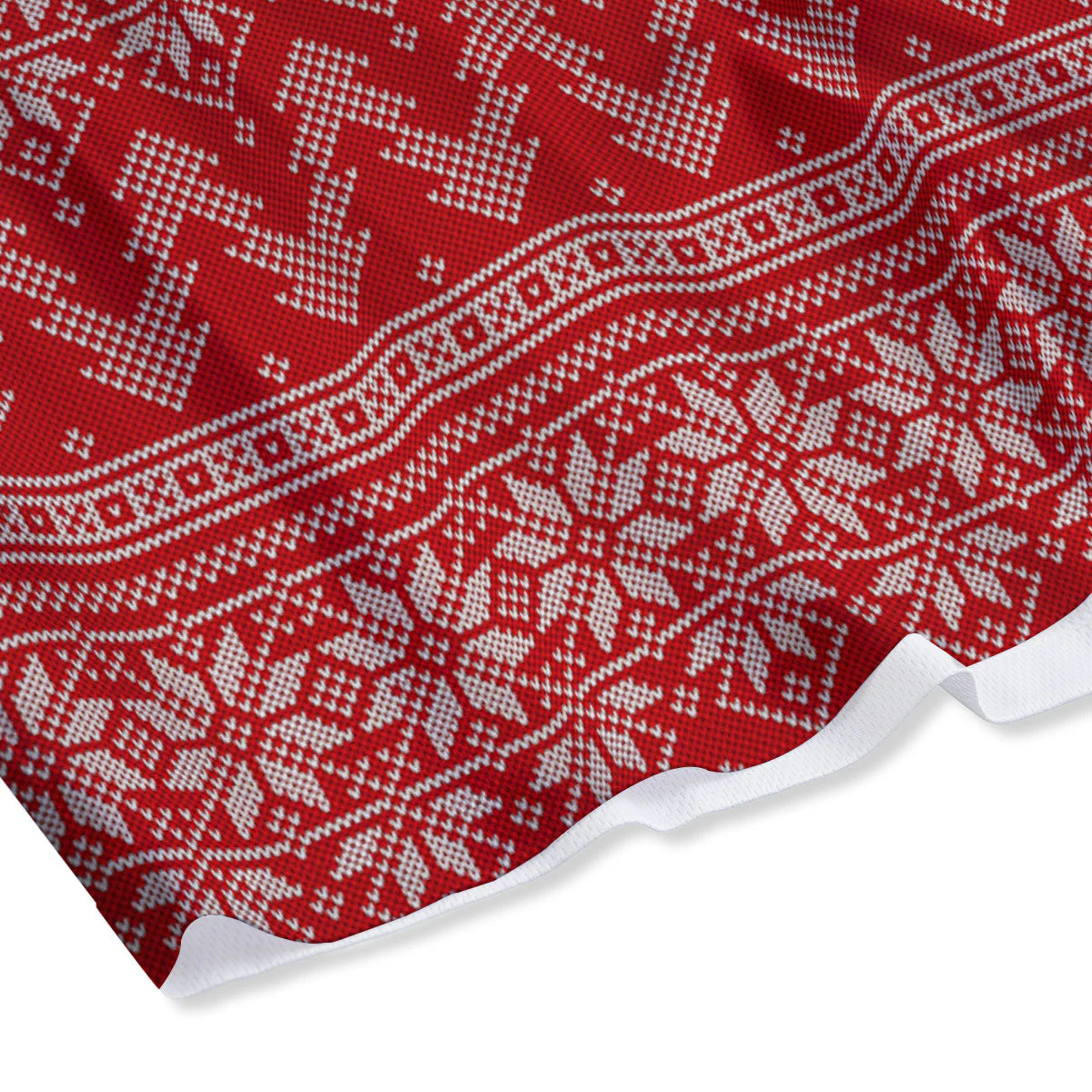 Knitted Snow Flower Print Pattern Mesh Shorts - Image 4