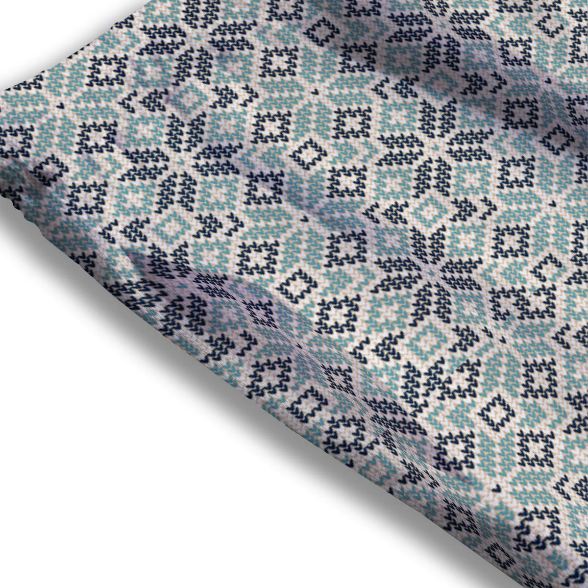 Knitted Snow Print Pattern Mesh Shorts - Image 3