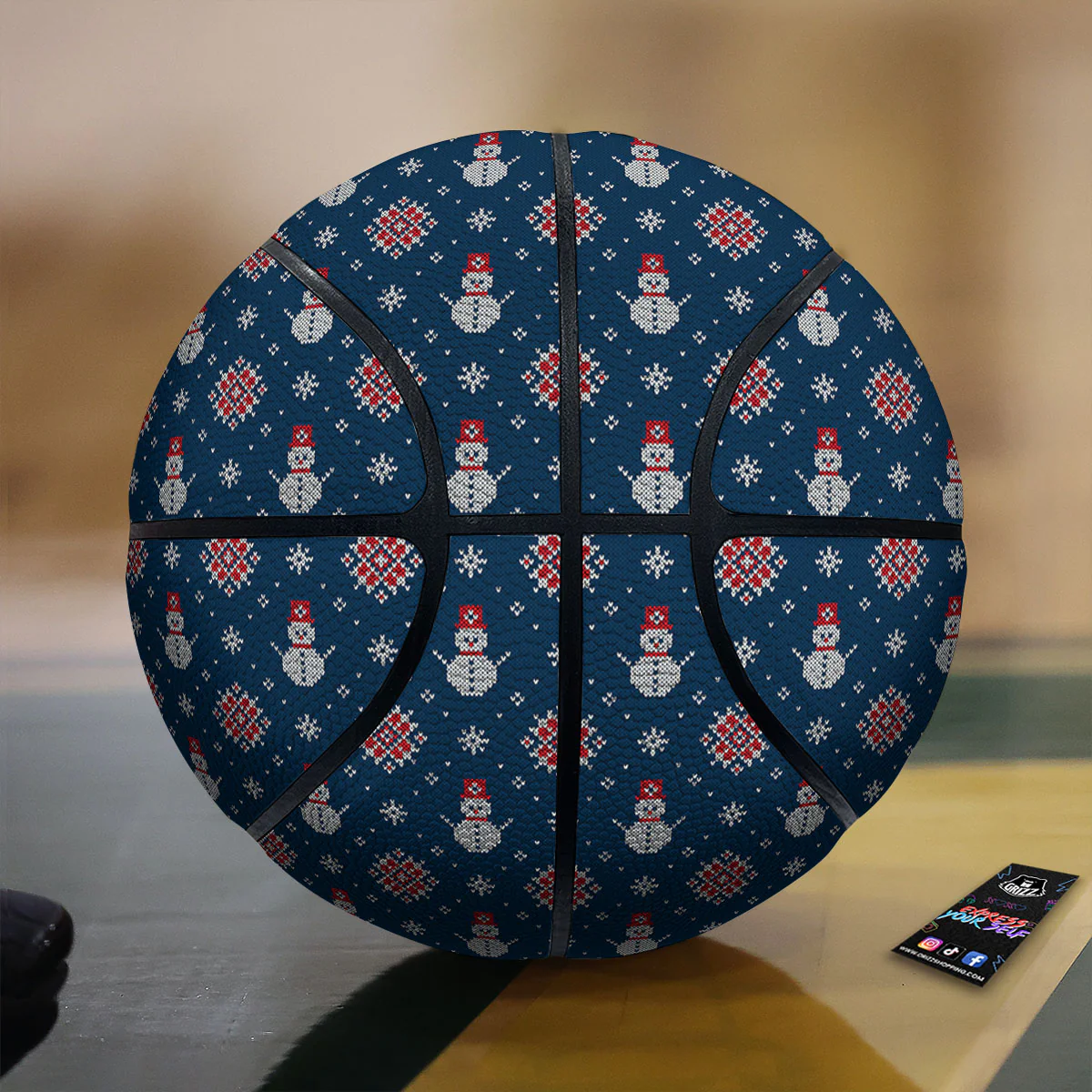 Knitted Snowman Print Pattern Basketball
