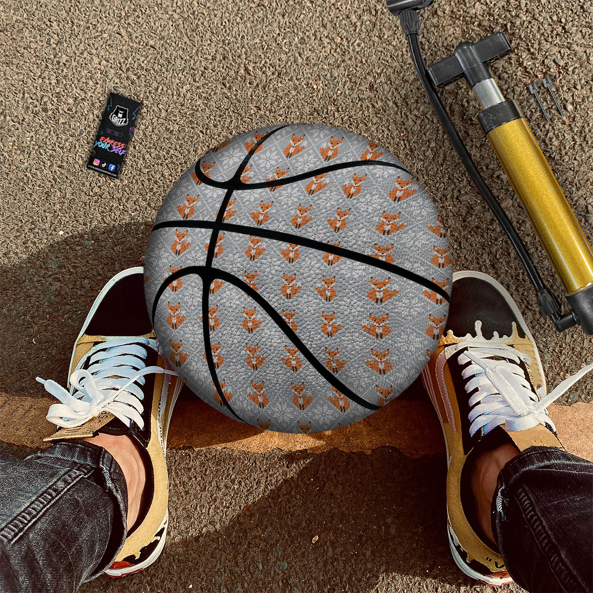 Knitted Snowy Fox Print Pattern Basketball - Image 2