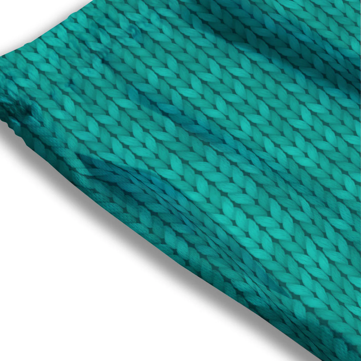 Knitted Turquoise Print Pattern Mesh Shorts - Image 3