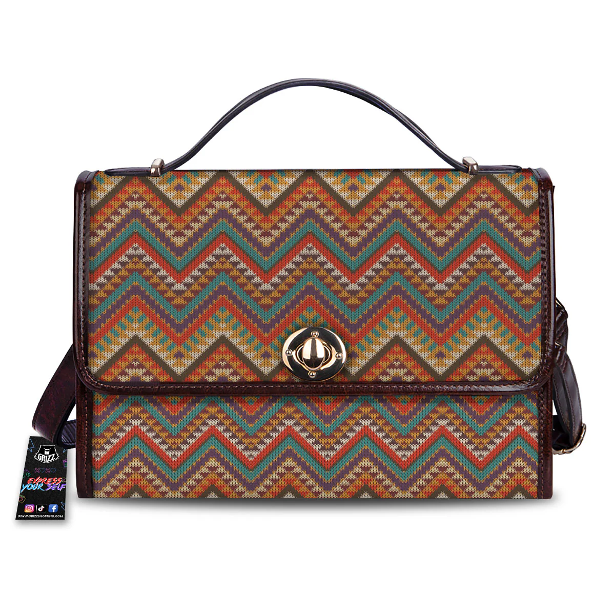 Knitted Zigzag Print Pattern Women's Satchel Bag