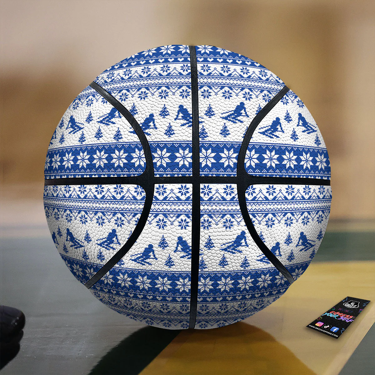 Knitting Winter Ski Print Pattern Basketball