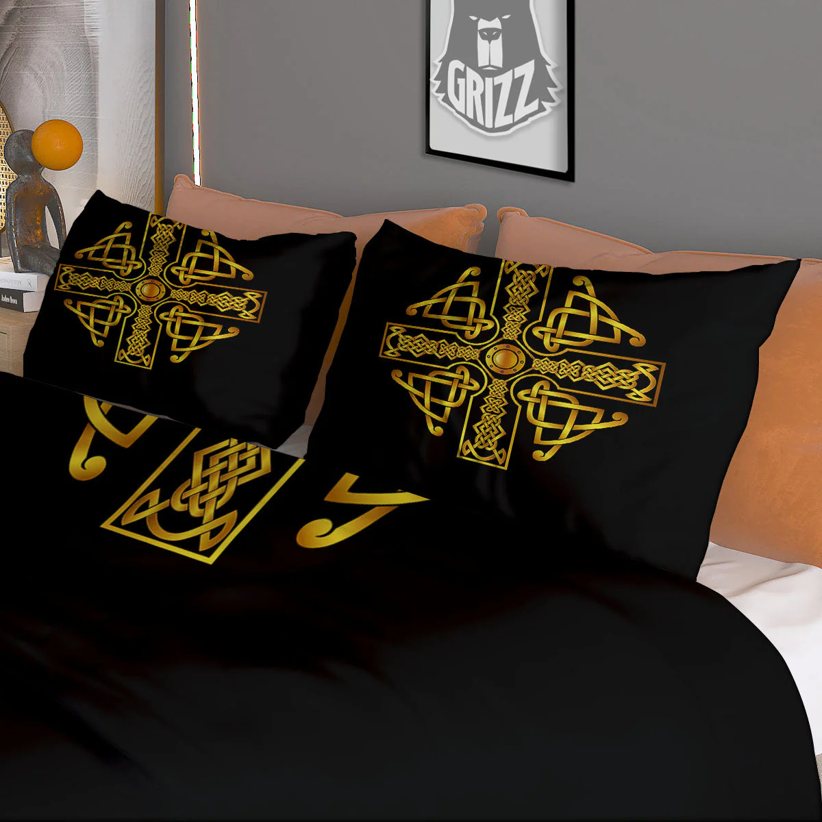 Knot Cross Gold Celtic Print Duvet Cover Bedding Set - Image 3