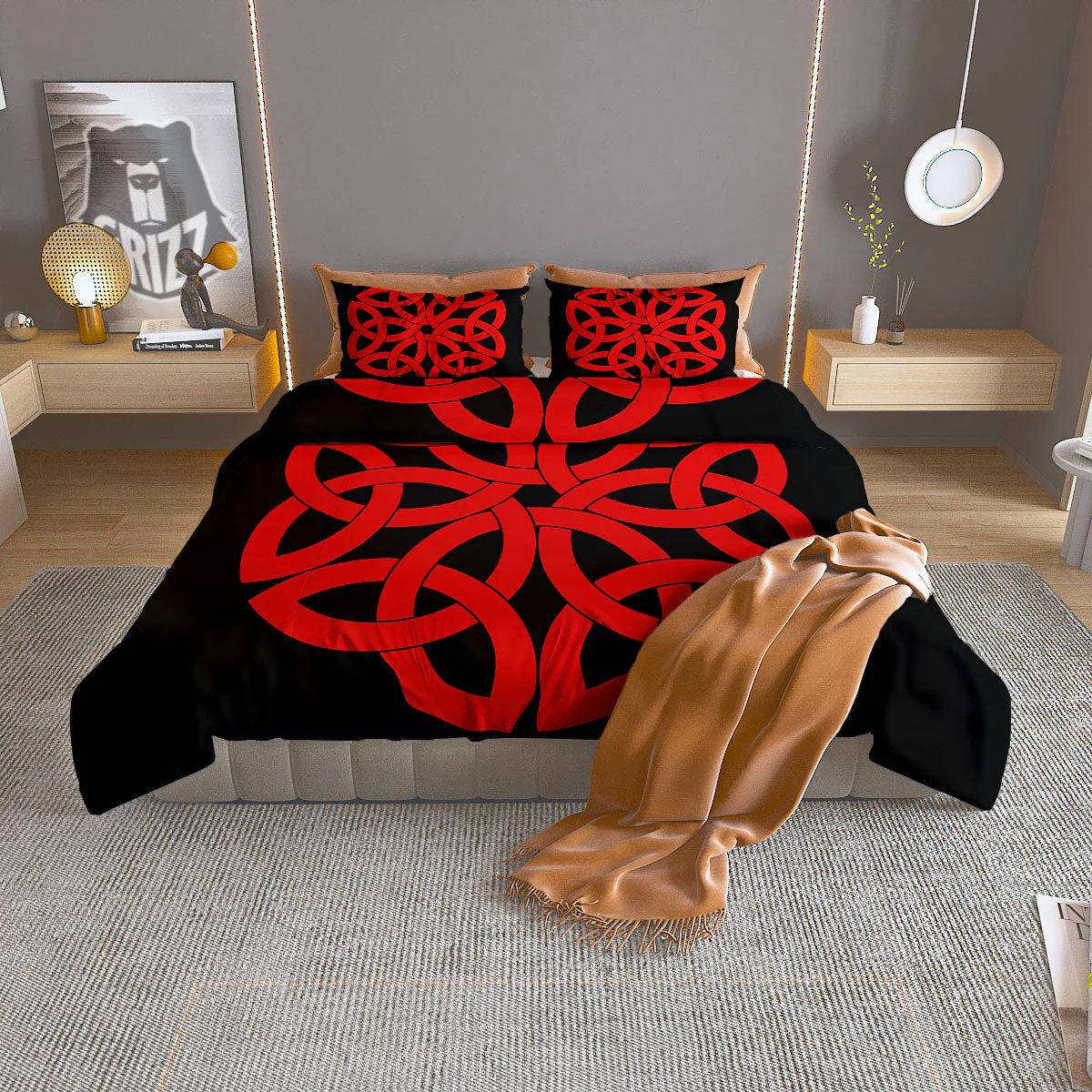 Knot Red Celtic Print Duvet Cover Bedding Set