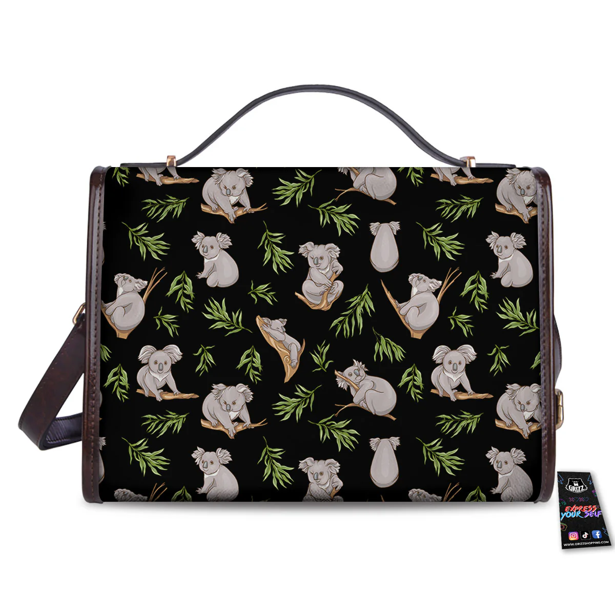 Koala Bear Black Print Pattern Women's Satchel Bag - Image 2