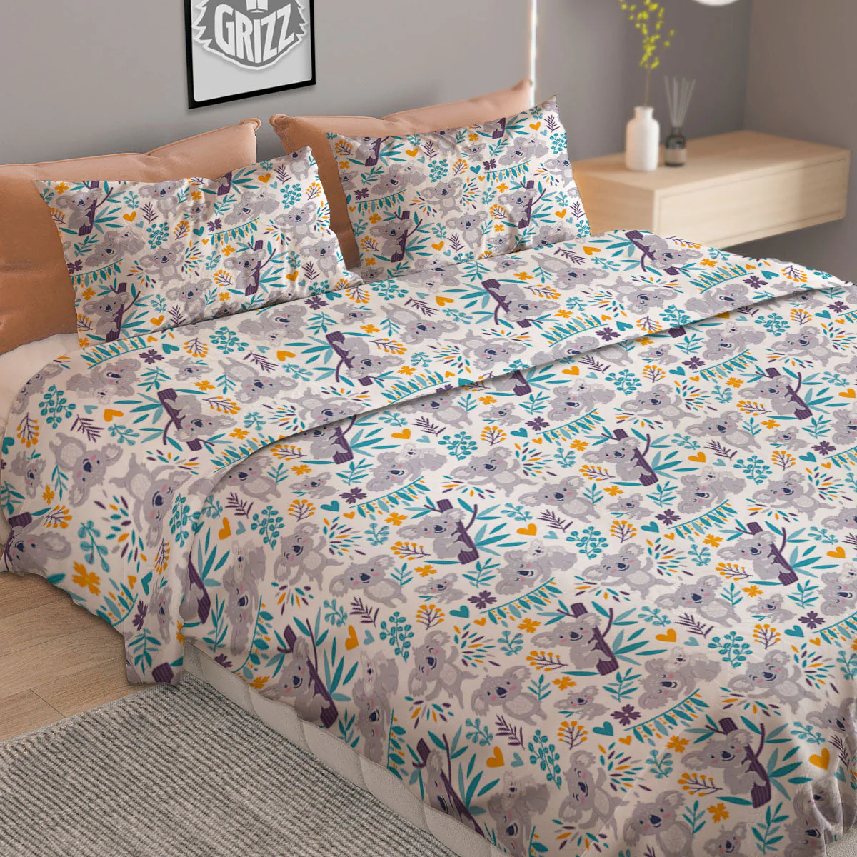 Koala Cartoon Print Pattern Duvet Cover Bedding Set - Image 2