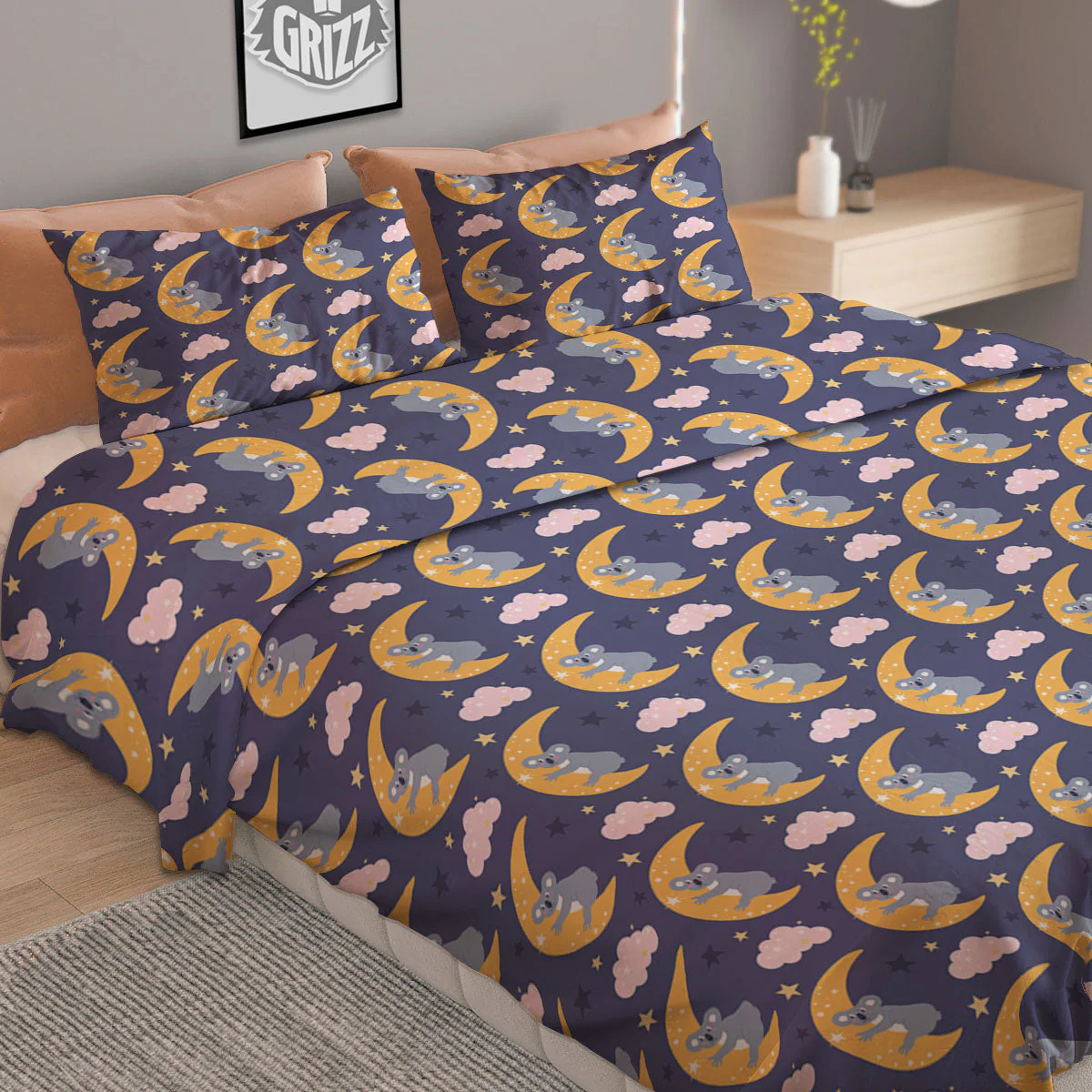 Koala Good Night Print Pattern Duvet Cover Bedding Set - Image 2
