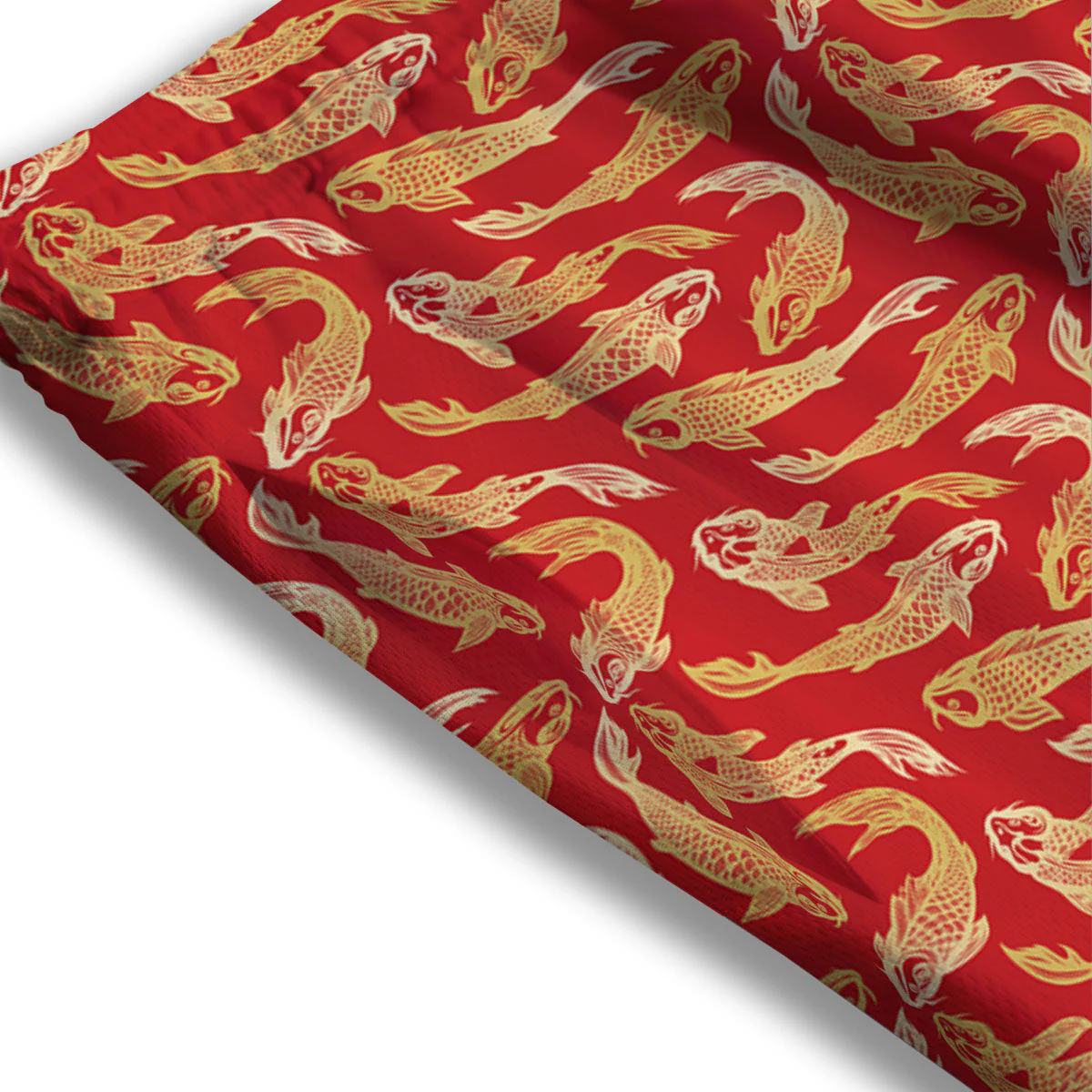 Koi Fish Chinese Print Pattern Mesh Shorts - Image 3