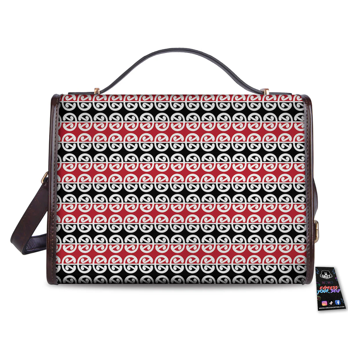 Kowhaiwhai Maori Print Pattern Women's Satchel Bag - Image 2